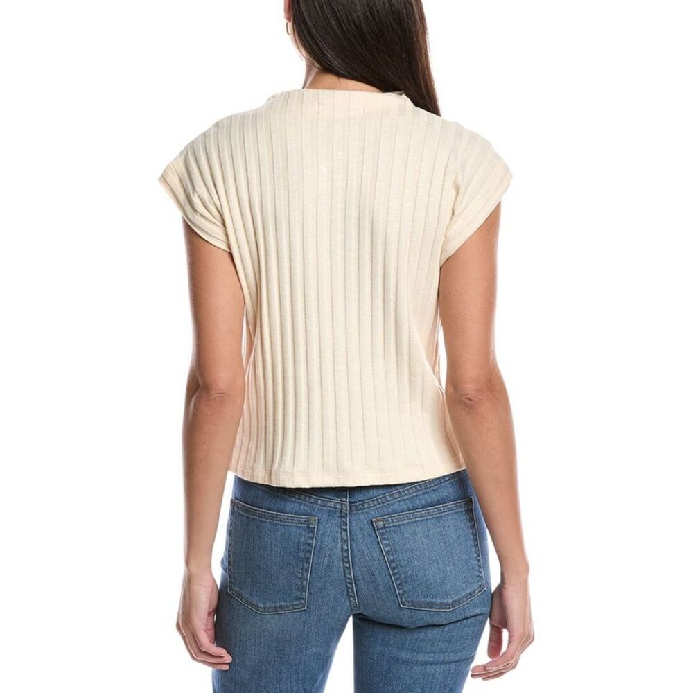 Michael Stars Womens  Nara Mock Neck Top, White - Picture 2 of 3